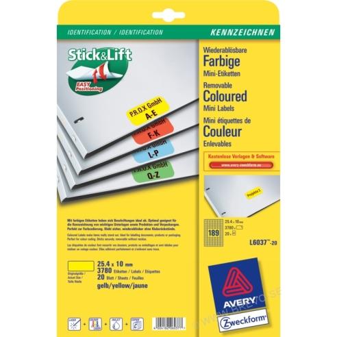 Етикети А4 1/20 3780 етикети 25.4*10мм