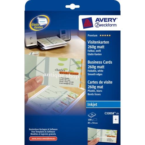 Визит карти А4 1/25 за инкџет-мат 260гр.