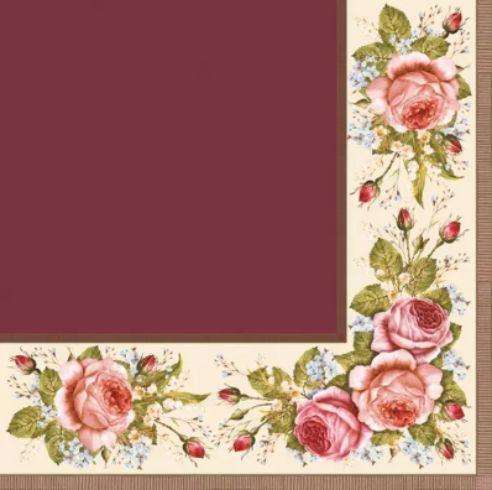 Салфети 33*33мм 1/20 Бордо-рози рамка