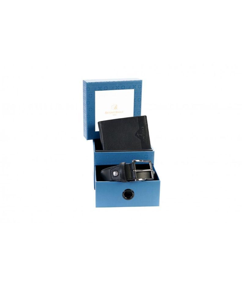 ANTONIO BASILE Сет паричник и ремен, Еко кожа, 08 gg12, Црна