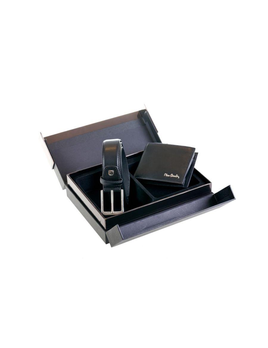 PIERRE CARDIN Сет паричник и ремен, Кожа, Parure 14 gg16, Црна