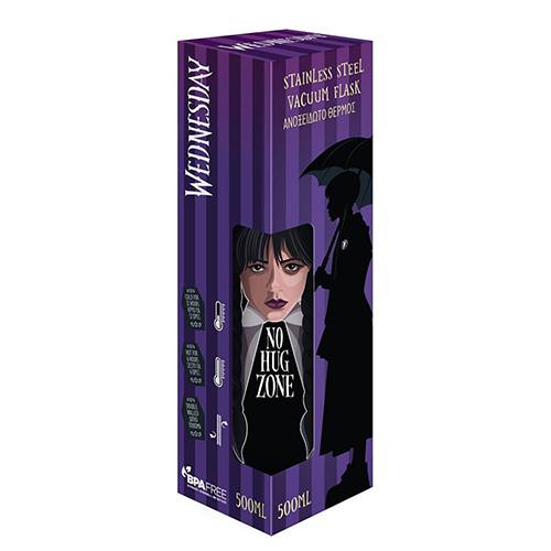 DIAKAKIS Шише за вода,Метално,No Hug Zone, 500мл, WEDNESDAY,000503621,7*26*0цм