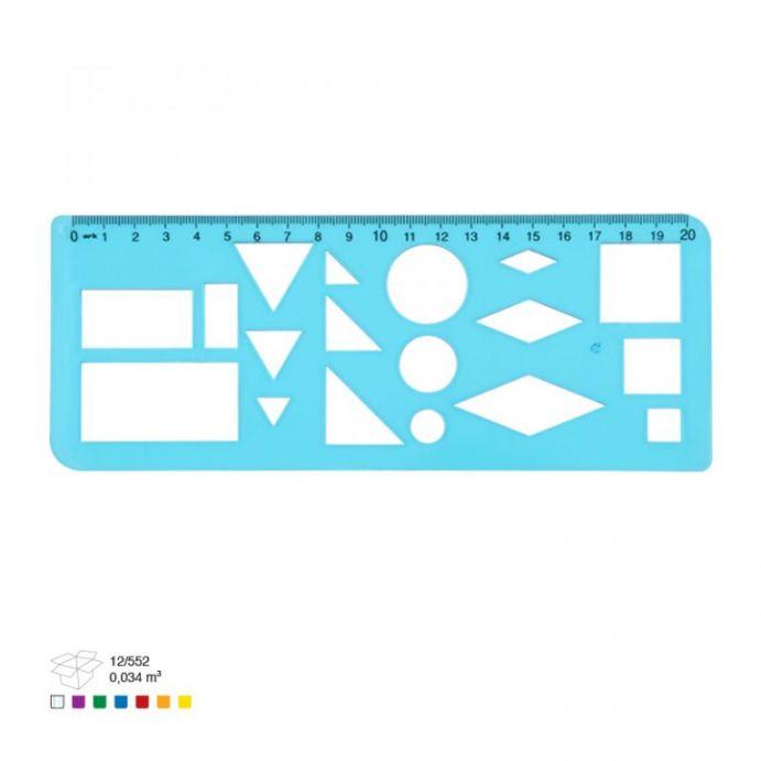 ARK Линијар, Шаблон, Со геометриски форми, 20см, 123