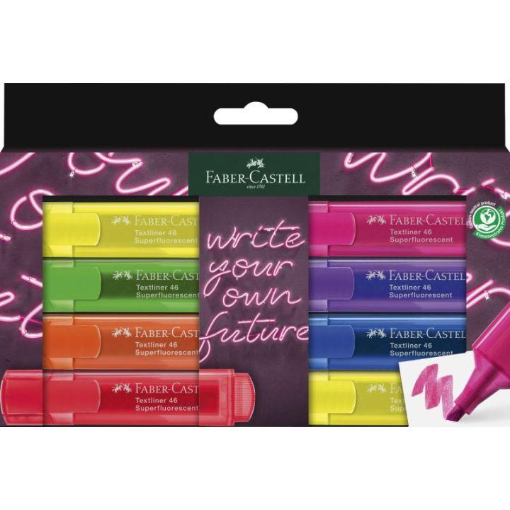 FABER CASTELL Текст Маркери, Сет 1/8, 1,2-5мм, Faber Castell, Textliner 46, 254601