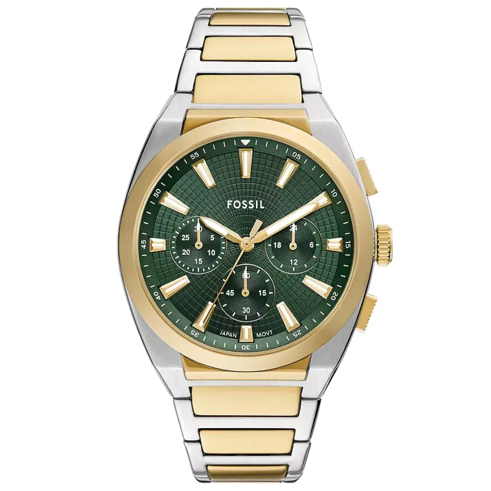 Машки часовник Fossil Everett, зелено-златна боја