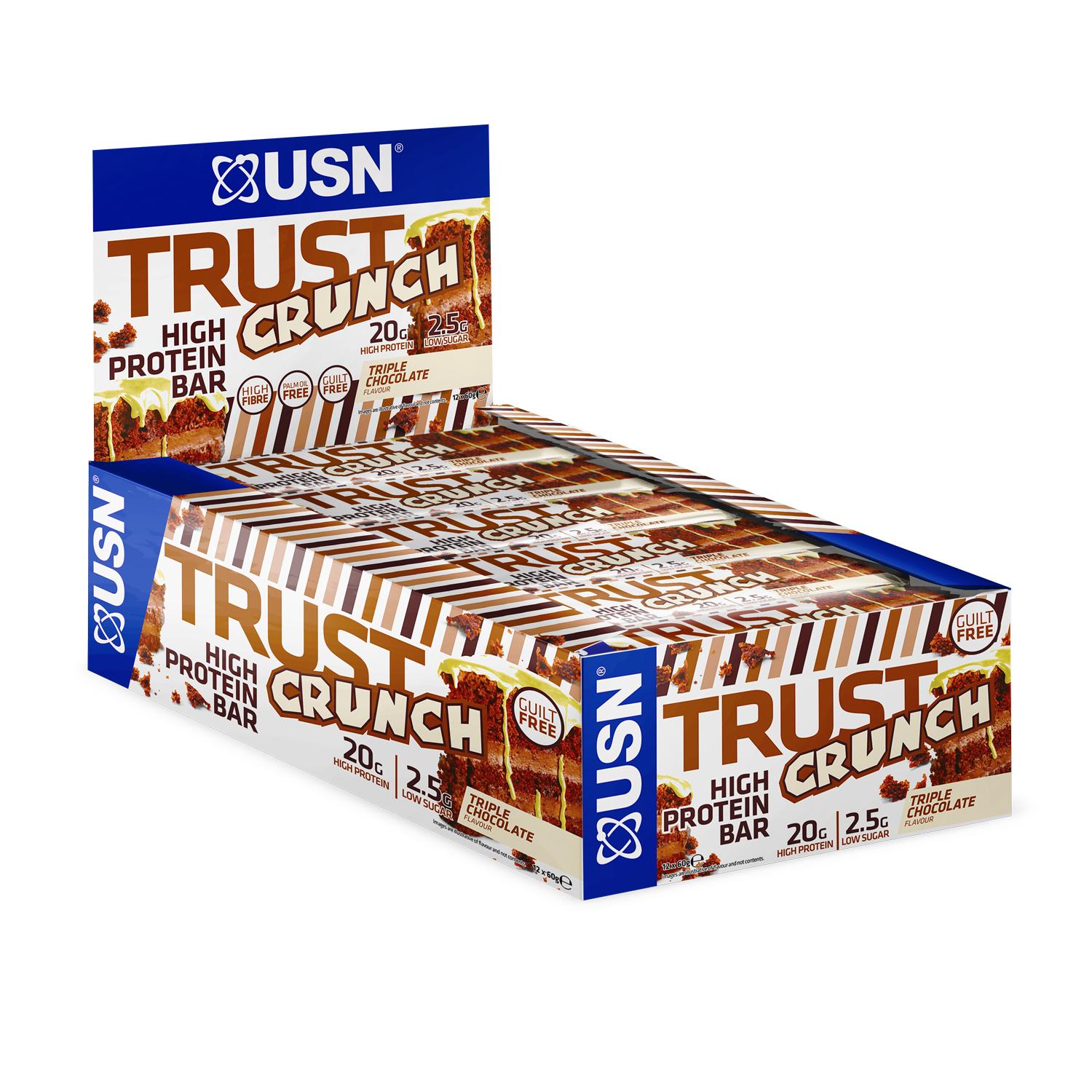 USN TRUST CRUNCH BAR - тројно чоколадо (кутија 12x60g) 720g