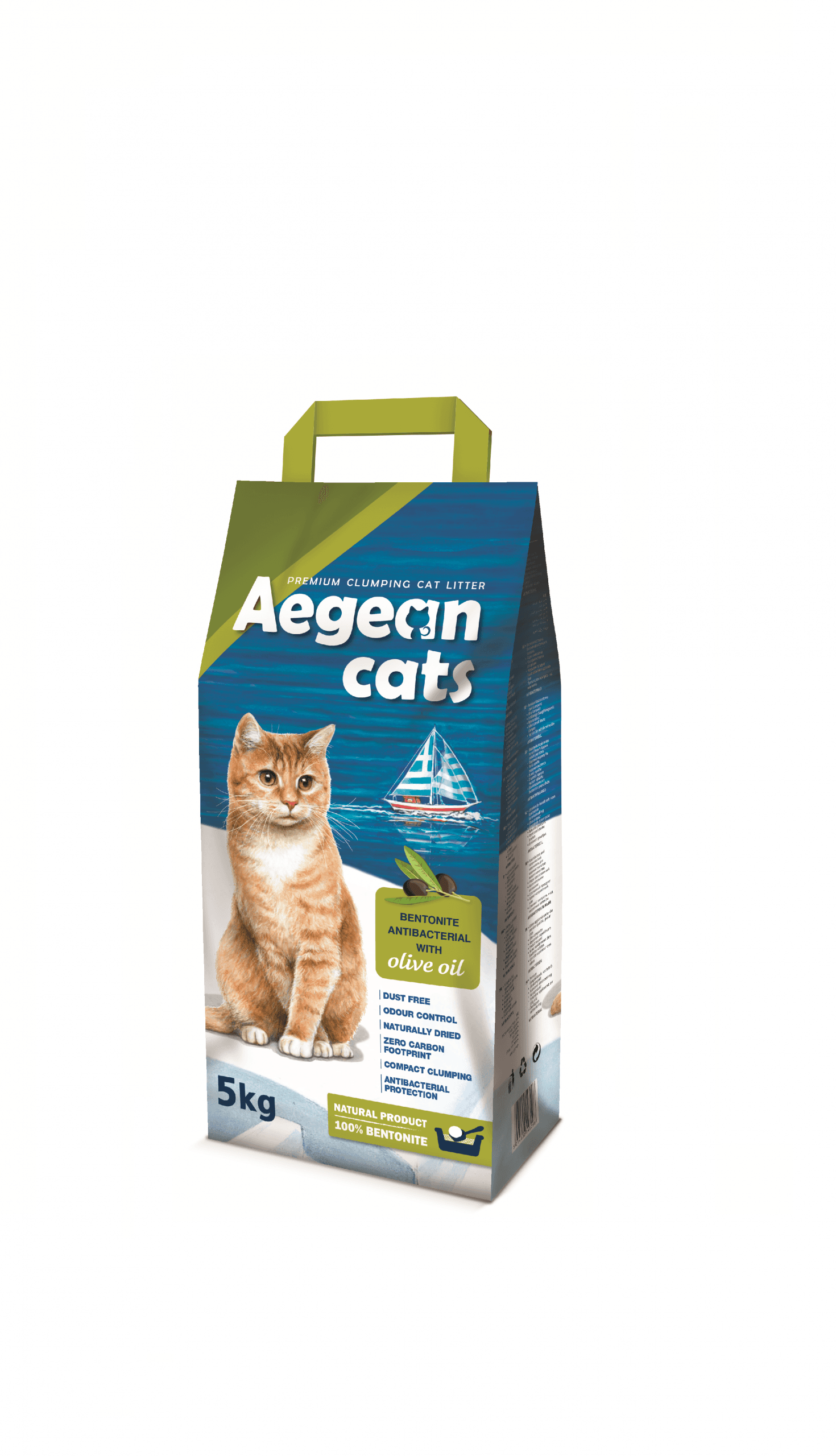 AEGEAN CATS Песок за мачки, Арома-маслиново масло 5кг.