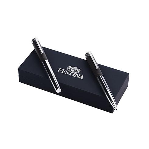 Festina Комплет хемиско пенкало + ролер пенкало Prestige Chrome, црно