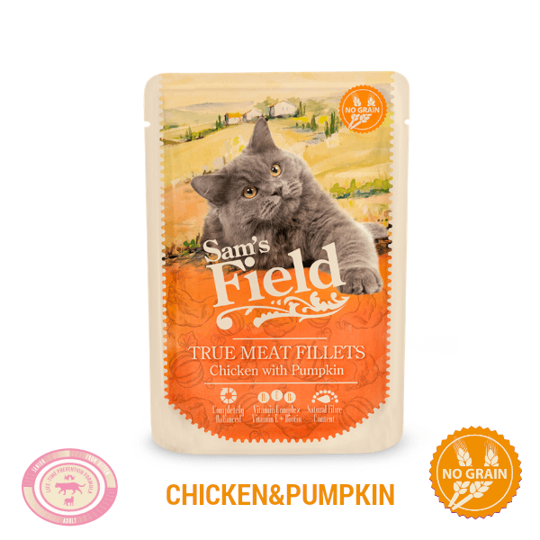 Sam's Field Мокра Храна за Мачки Chicken & Pumpkin со Пилешко и Тиква 85g