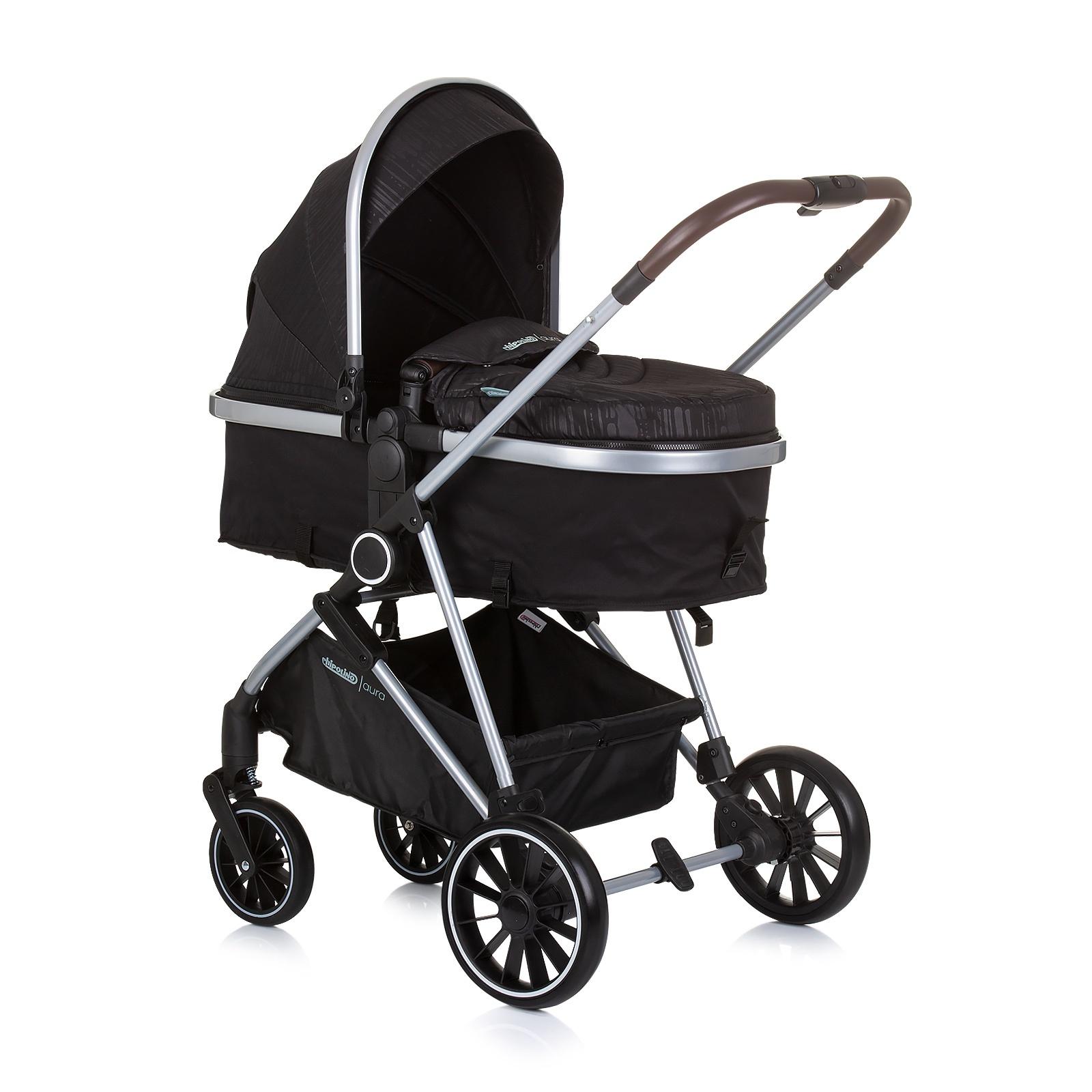 Количка Chipolino Baby Аура, 2 во 1, црна