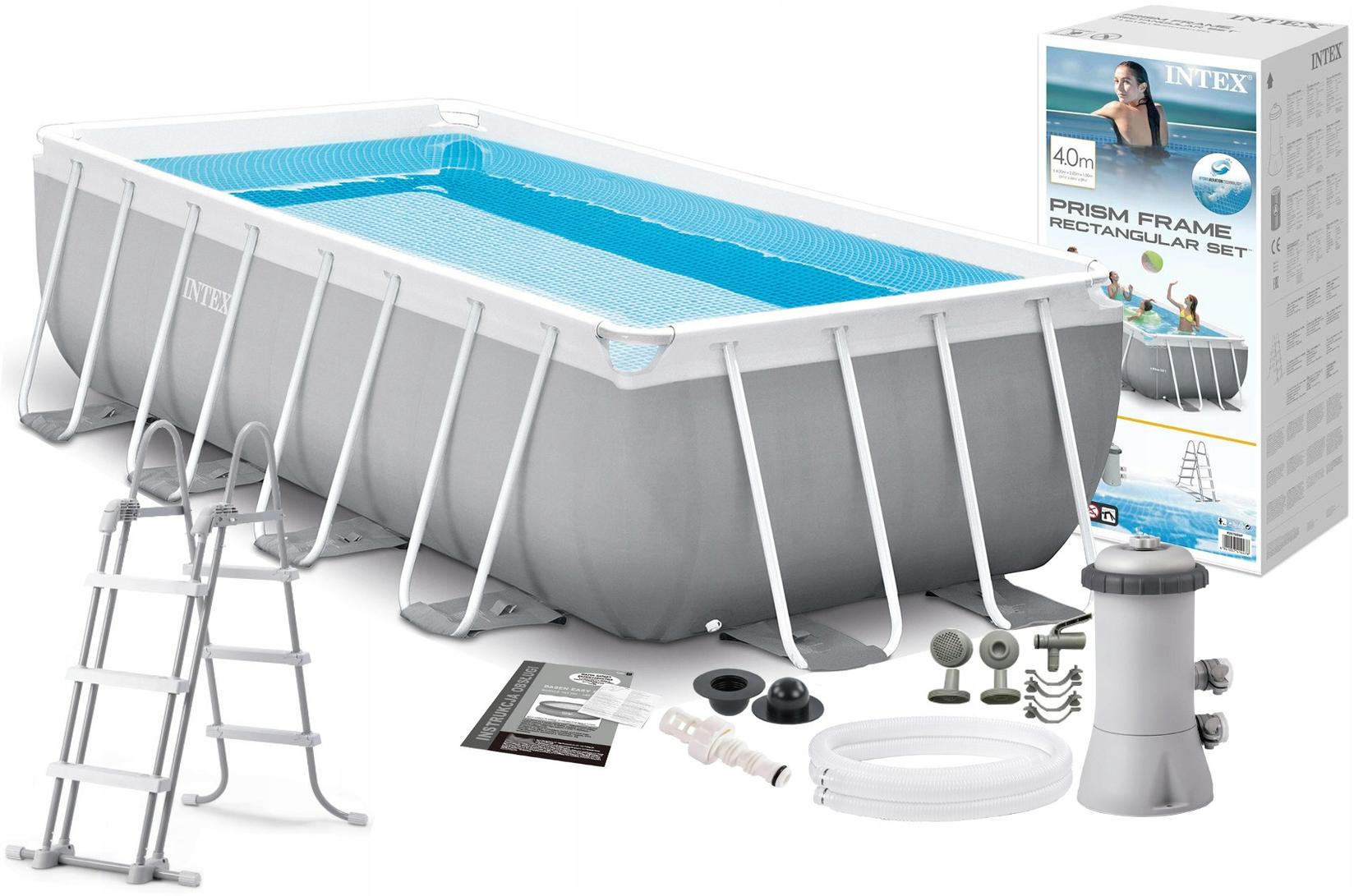 INTEX Базен Со Метална Рамка, Со Пумпа, Филтер И Скала 4 x 2 x 1 Рамка со призма