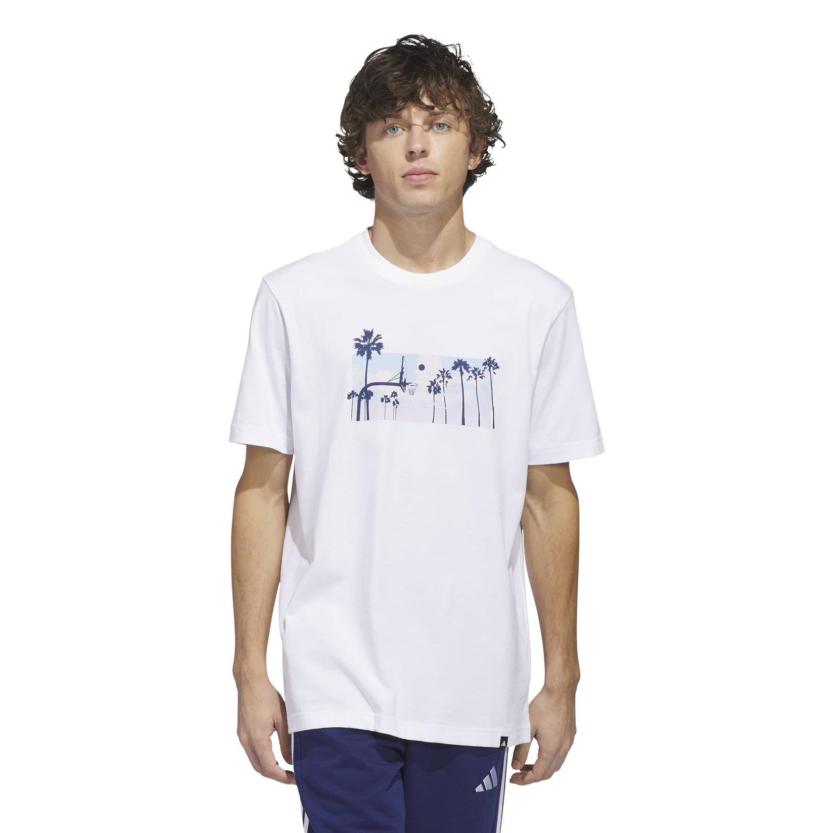 Машка маица Adidas M Photorl Crt T JZ7544, со кружен врат, бела