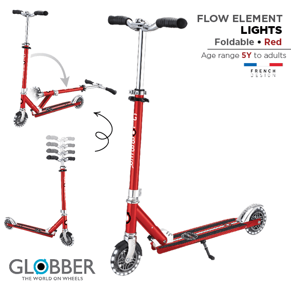 Globber Тротинет FLOW ELEMENT LIGHTS Црвен