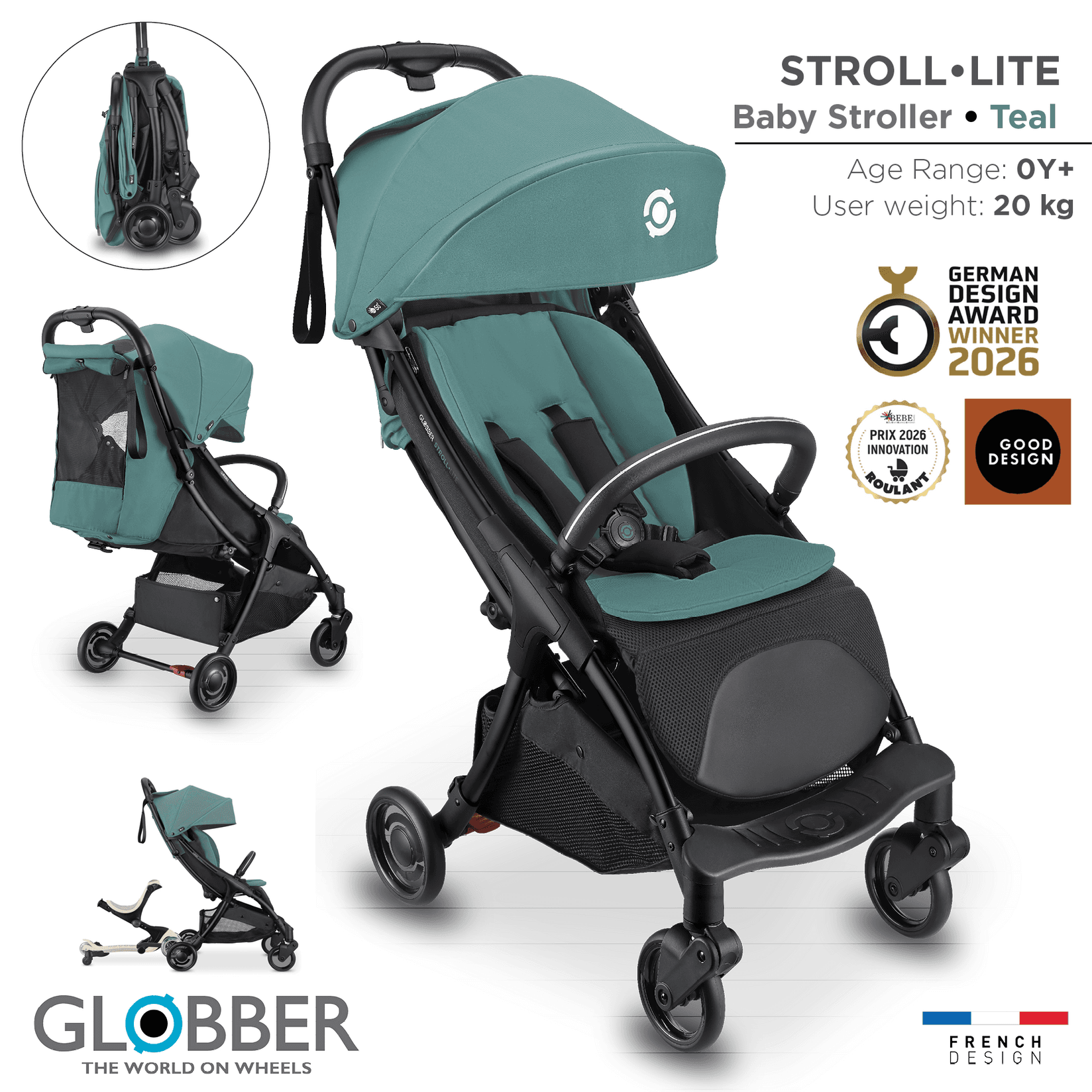 Globber Детска количка STROLL-LITE Тиркизна