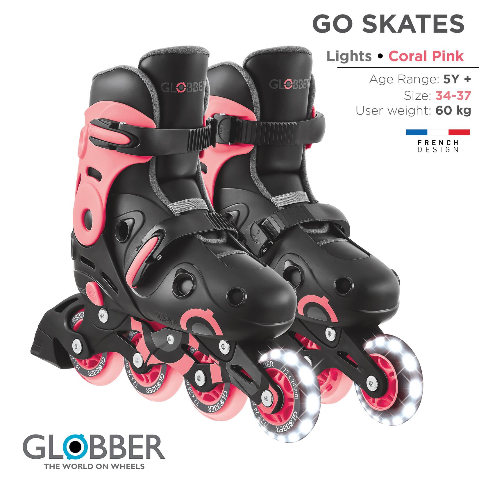 Globber Ролери GO SKATES LIGHTS Корално розови, бр. 34-37