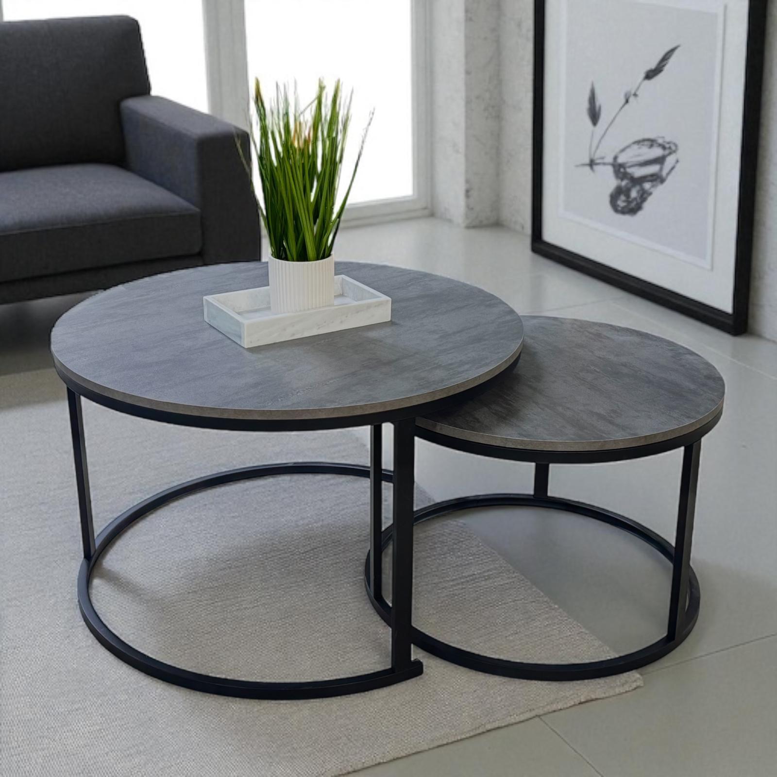 Sitonia Сет клуб маси DuoLoop - Concrete Grey М-80 х 50 см  Dz-60 х 40 см