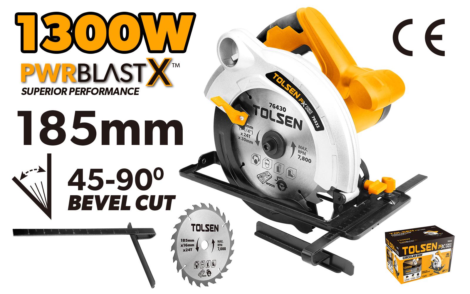 TOLSEN Циркулар рачен 230VAC,1300V 185mm