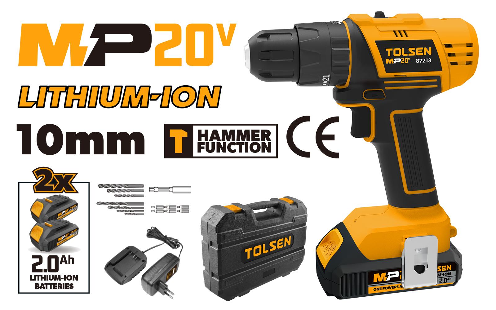 Tolsen Батериска штрафилица со две батерии куфер и Т заштита