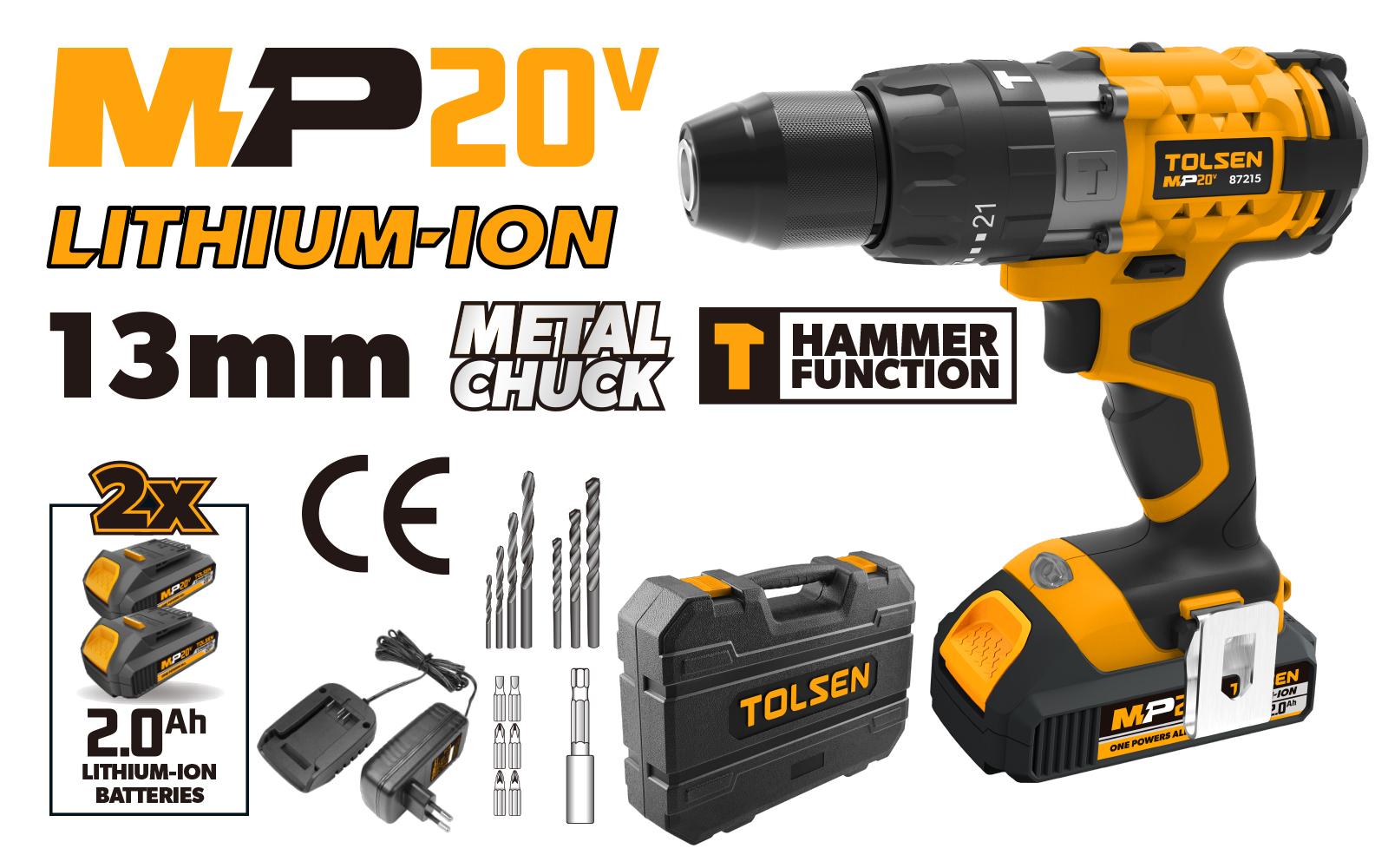 Tolsen Батериска штрафилица со две батерии куфер и бургии