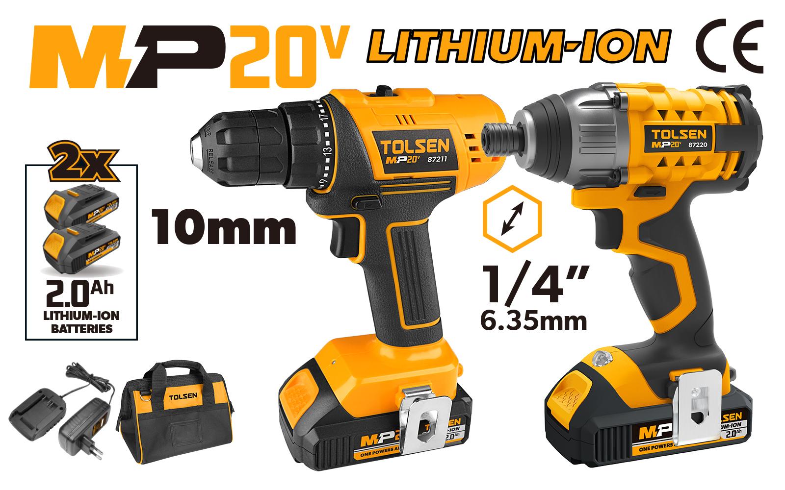 Tolsen Сет штрафилици со торба и 2 батерии 20V