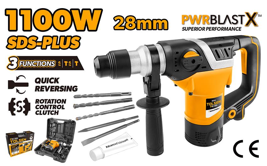 Tolsen Електричен ударен чекан куфер 1100W 28mm