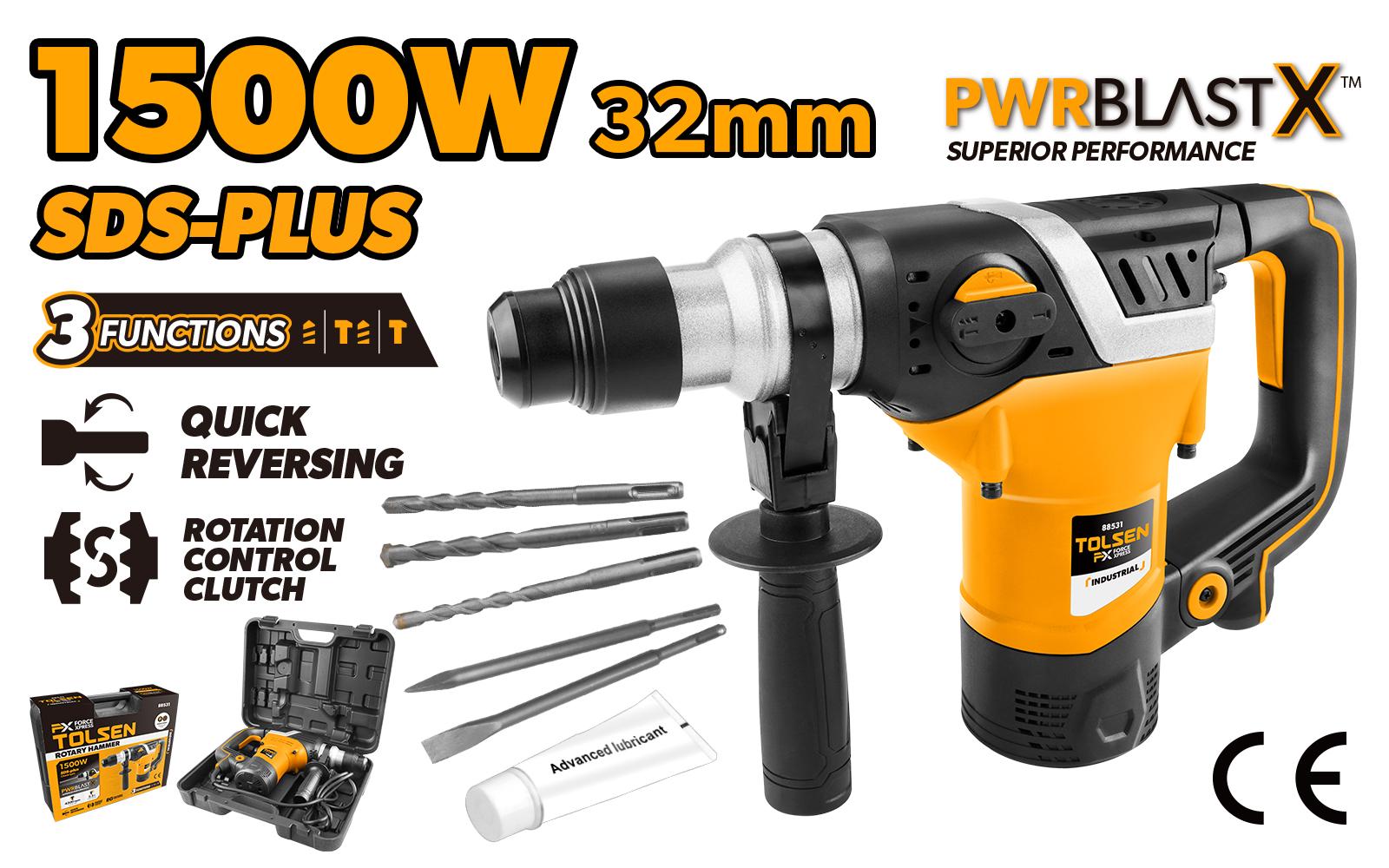 Tolsen Електричен ударен чекан куфер 1500W 32mm