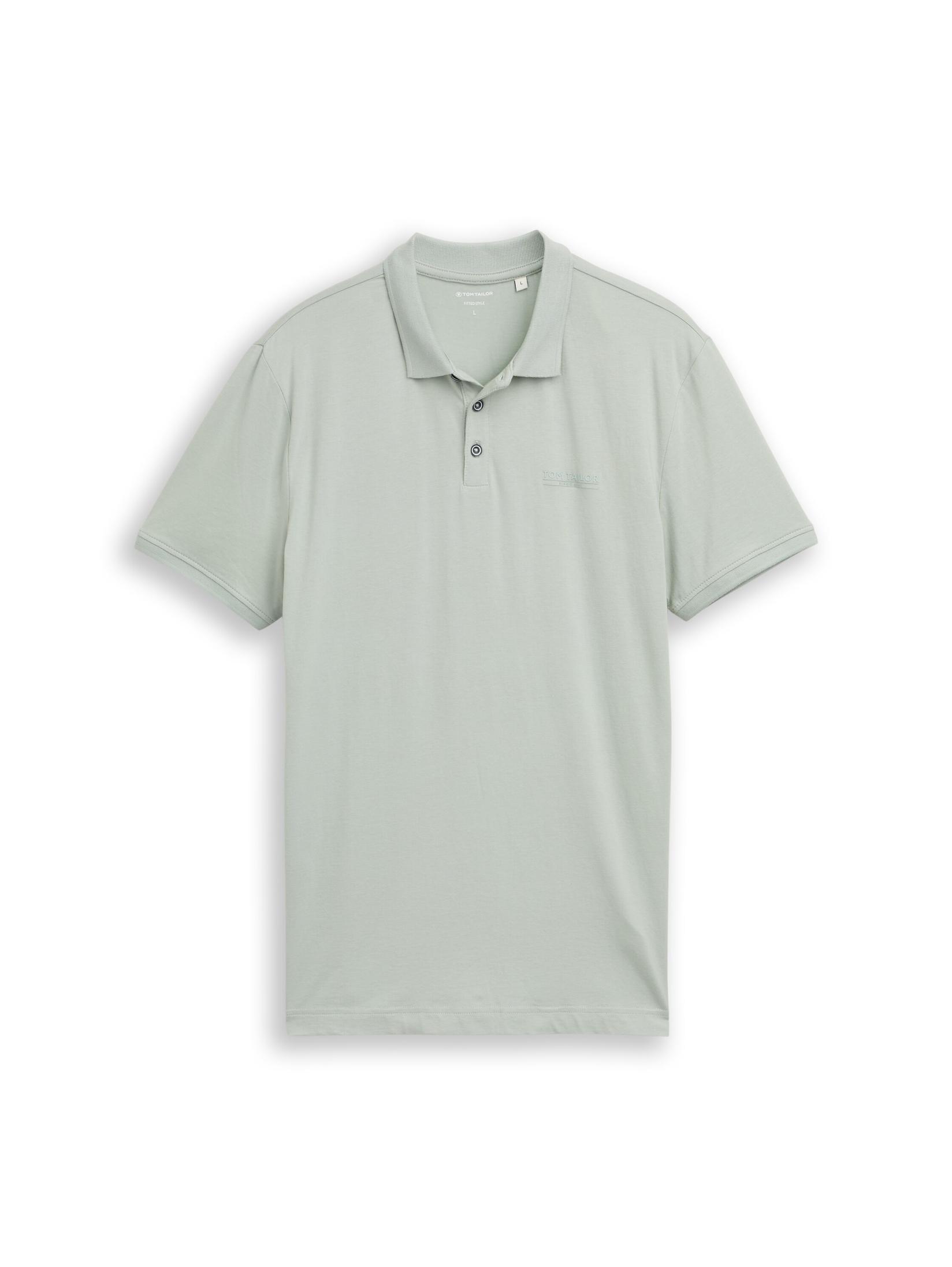 Tom Tailor Slim Fit Поло машка маица со лого - Soft Greyish Green