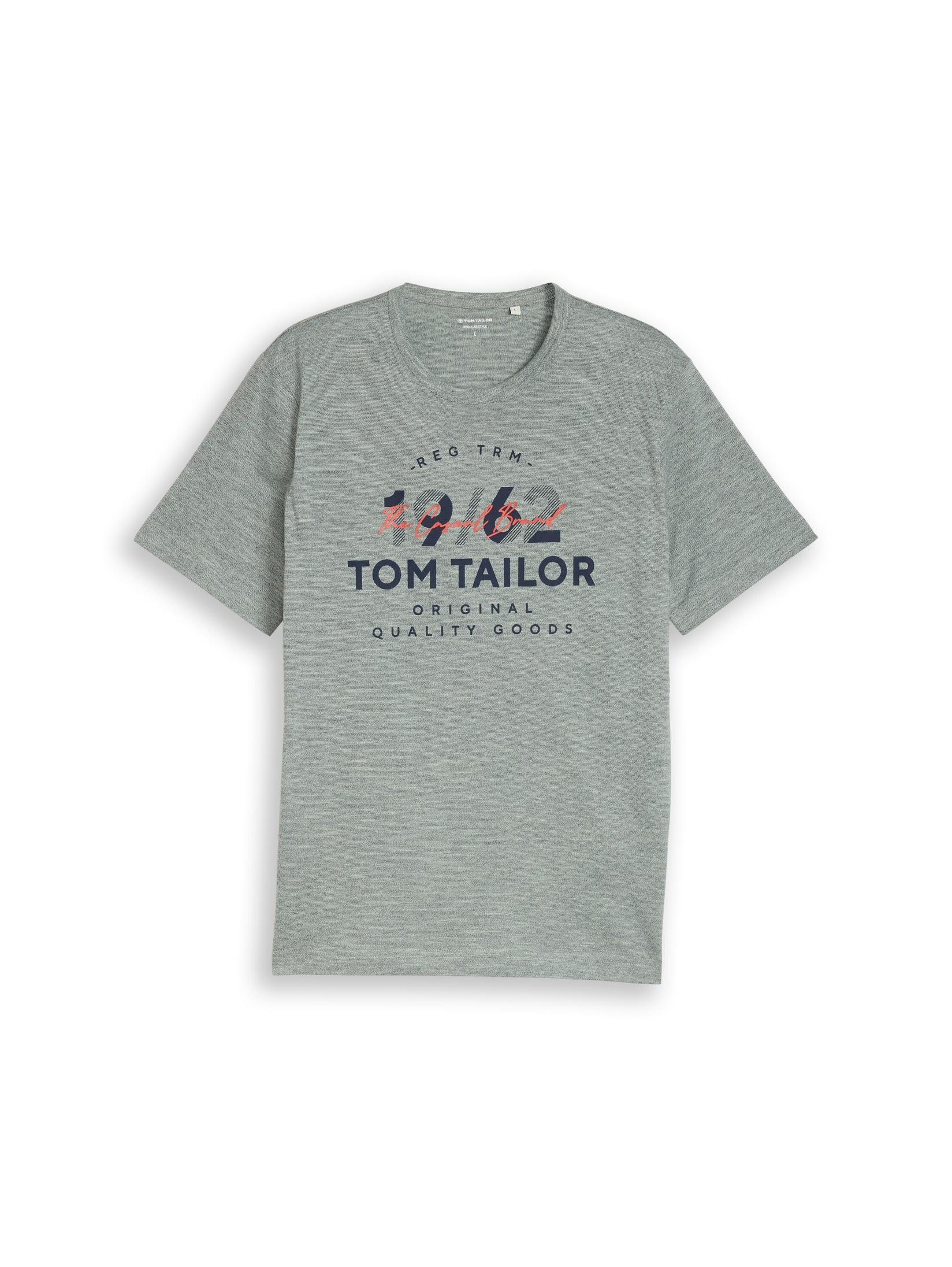 Tom Tailor Машка маица со лого принт - Green navy injected