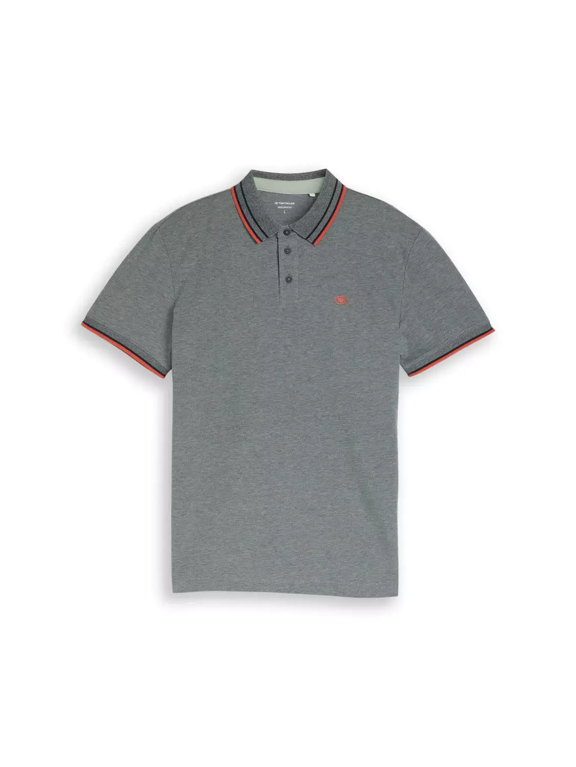 Tom Tailor Pique Машка поло маица со лого - Greyish Green Two Tone