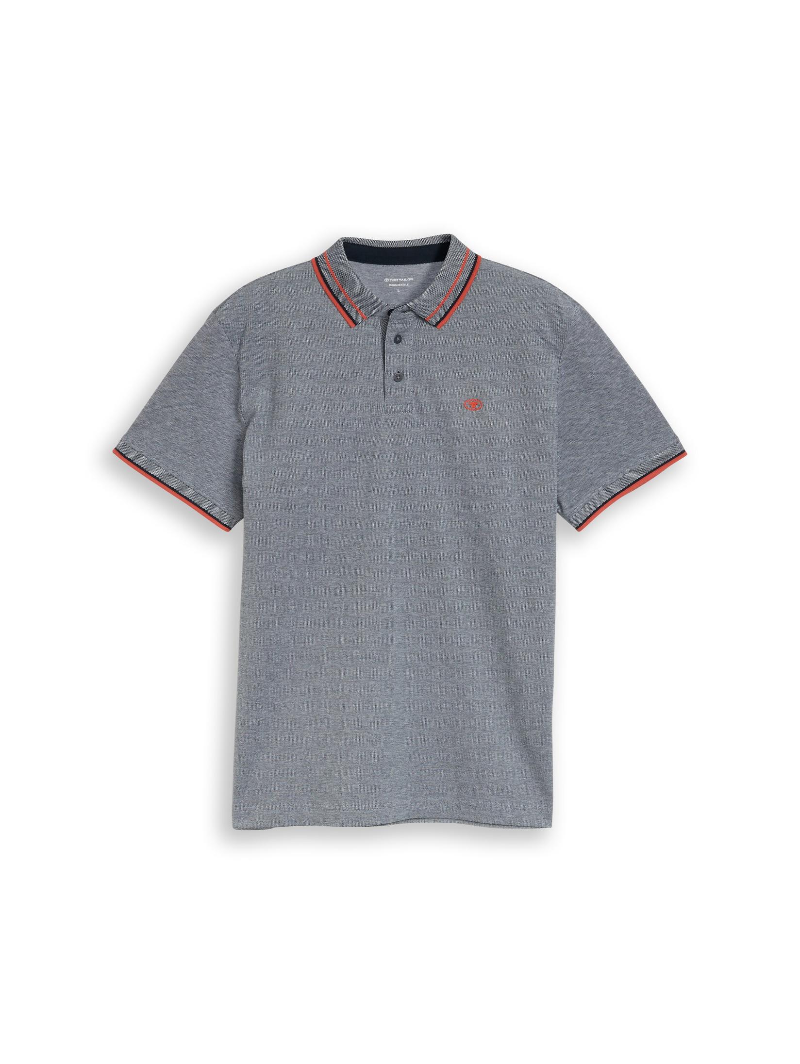 Tom Tailor Pique Машка поло маица со лого - Navy white two tone pique