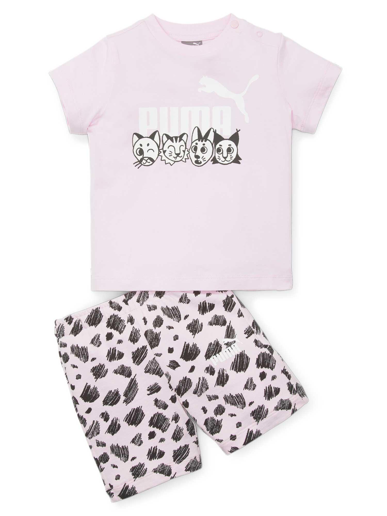 ПУМА маица и шорцеви за девојчиња ESS+ MATES Бебе розе за новороденчиња