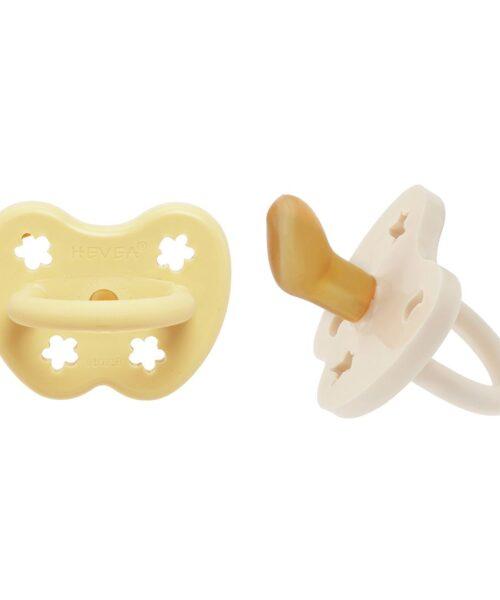 HEVEA Цуцли 2 Цуцли со ортодонски облик Pale Butter & Milky White 3-36 месеци