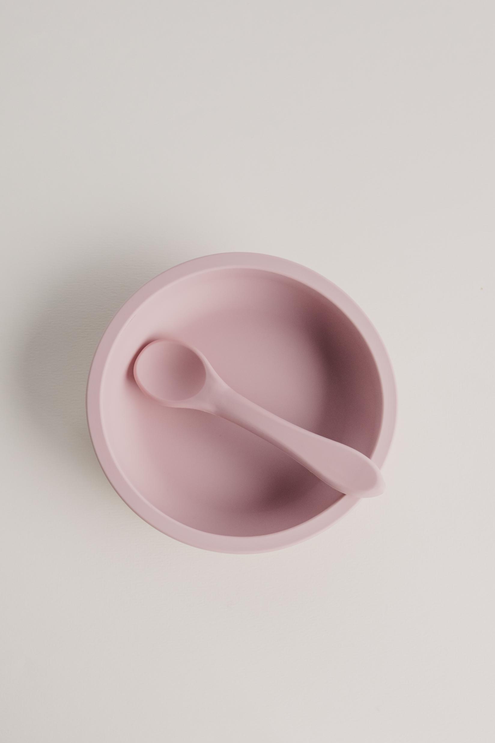 URMA KIDS Силиконски длабок тањир со лажица