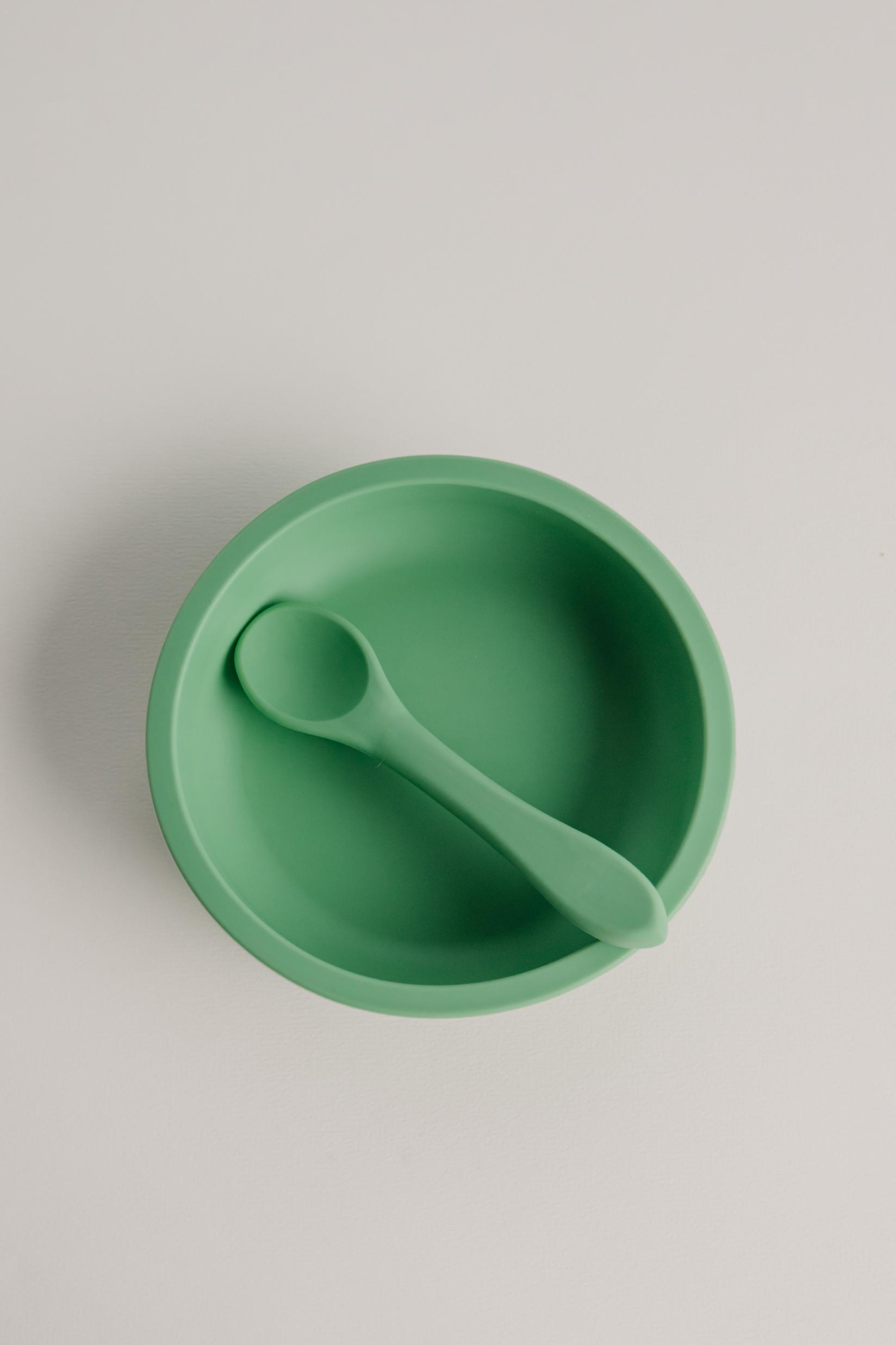 URMA KIDS Силиконски длабок тањир со лажица