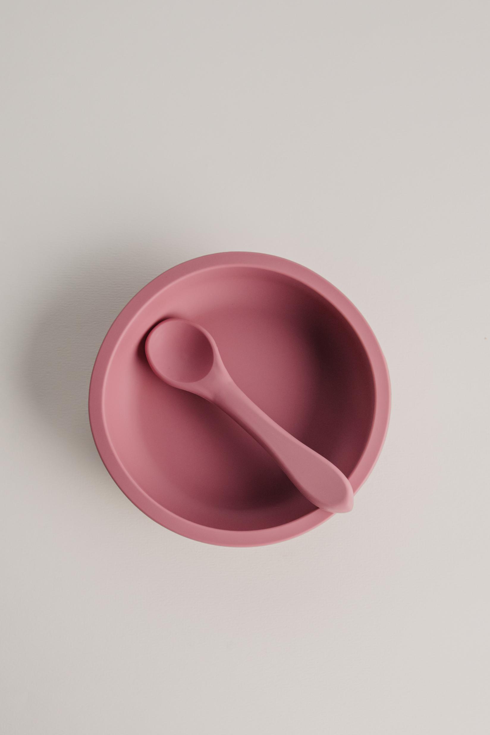 URMA KIDS Силиконски длабок тањир со лажица