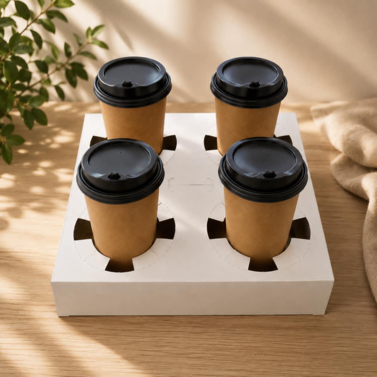 Хартиени држачи за 4 чаши за Coffe to go Сет 50/1