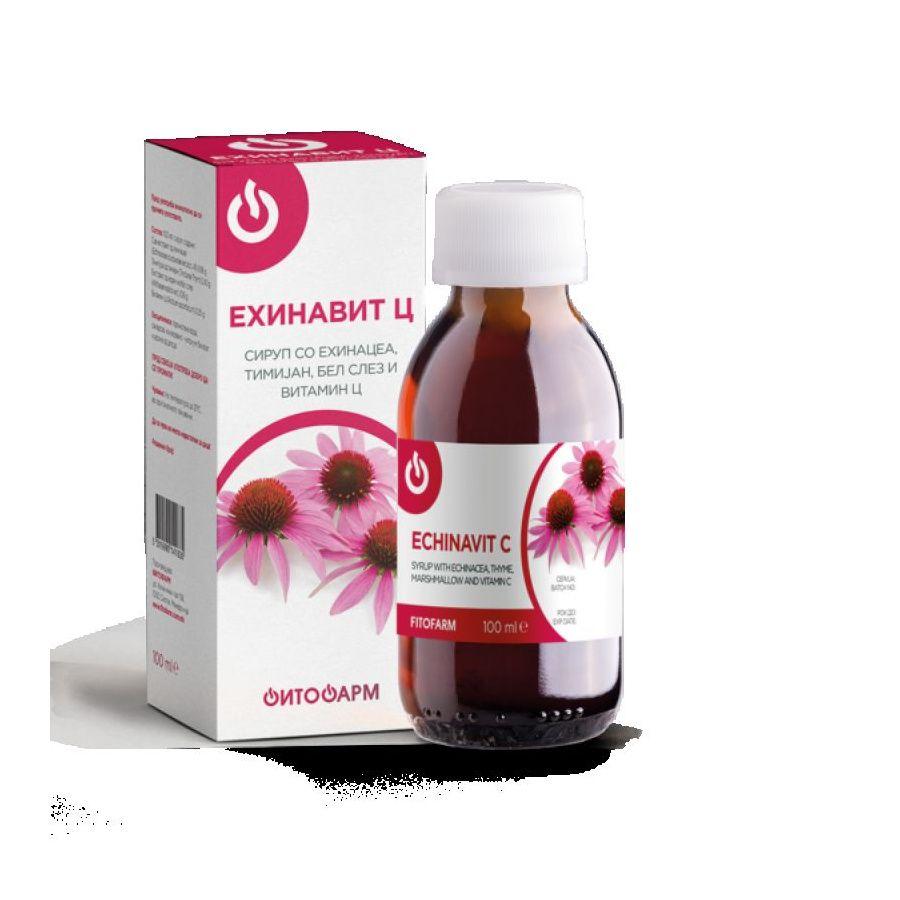 Fitofarm Echinavit Сируп Со Ехинацеа, Тимјан И Бел Слез Без Шеќер 150Ml