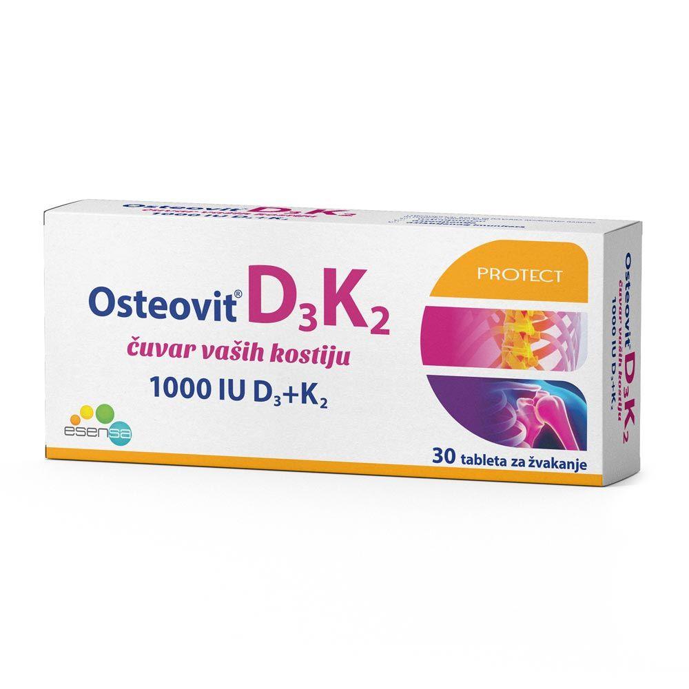 ESSENSA Osteovit D3K2 Таблети за Џвакање, 30 Таблети
