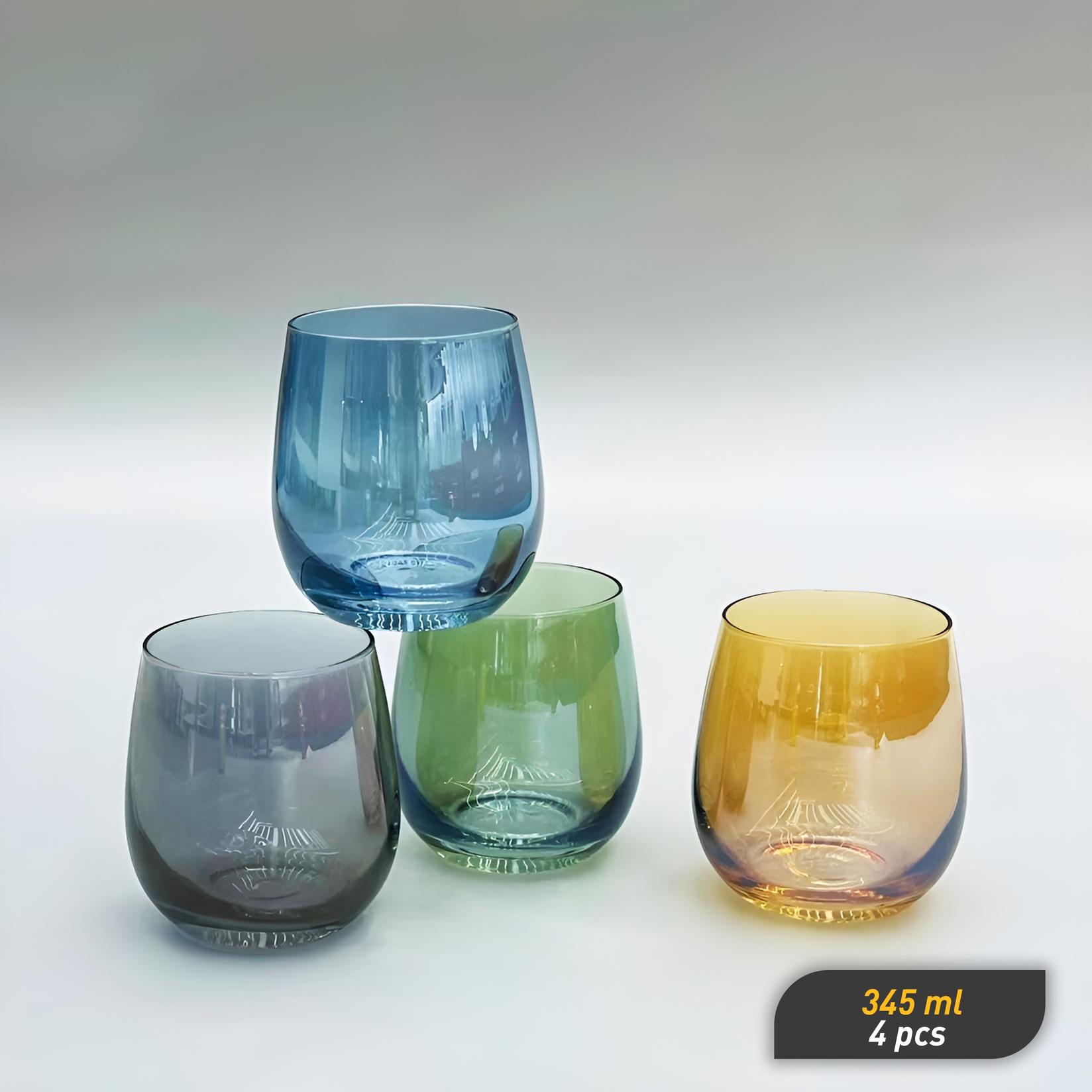 Сет од 4 чаши во различни бои, 345мл