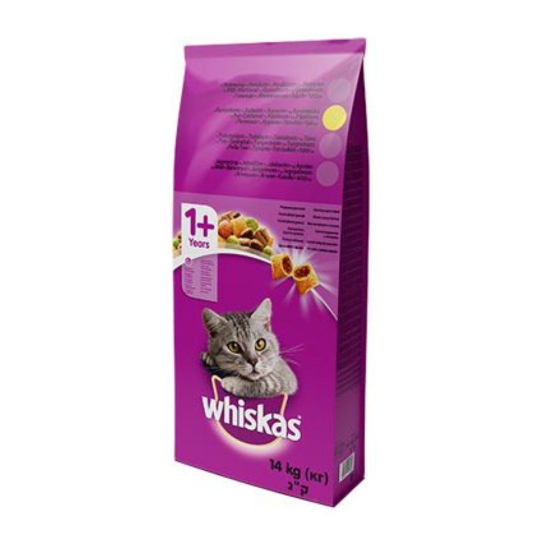 WHISKAS Пилешко сува храна за мачки   1x14kg