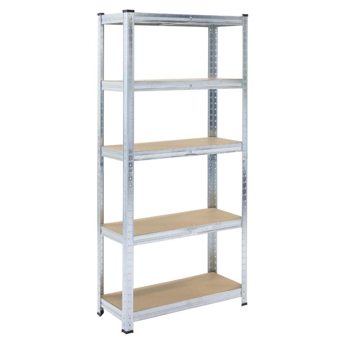 Sitonia Полица Метал MDF 180×90×30 cm - 5 нивоа со носивост 175 kg по ниво, вкупно 875 kg, поцинкувана конструкција со MDF плочи