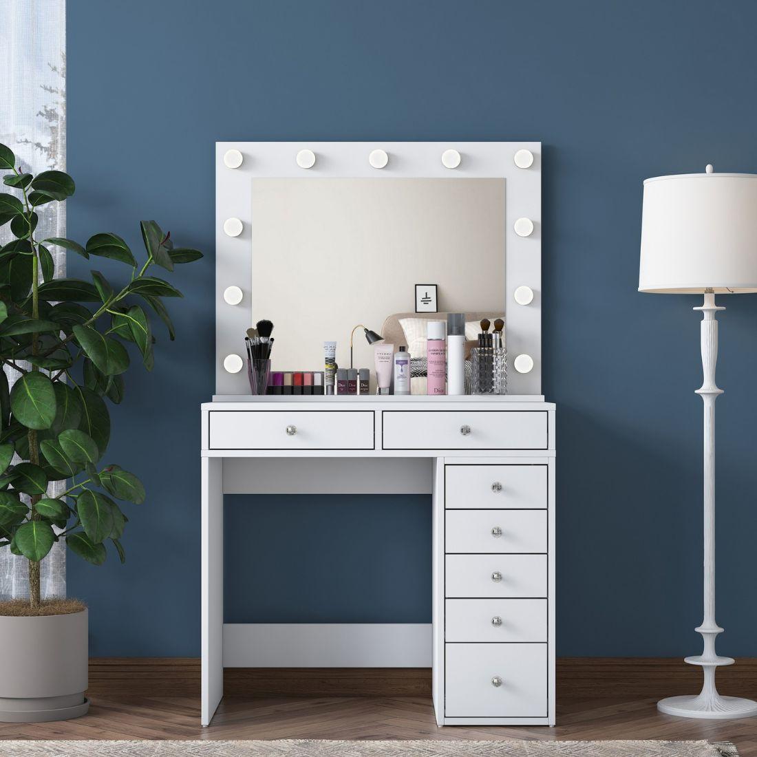 Hanah Home Тоалетна Маса 90X153,4X44,5 Cm Бела