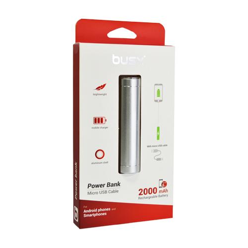 BUSY Преносен полнач 2000 mAh сребрен