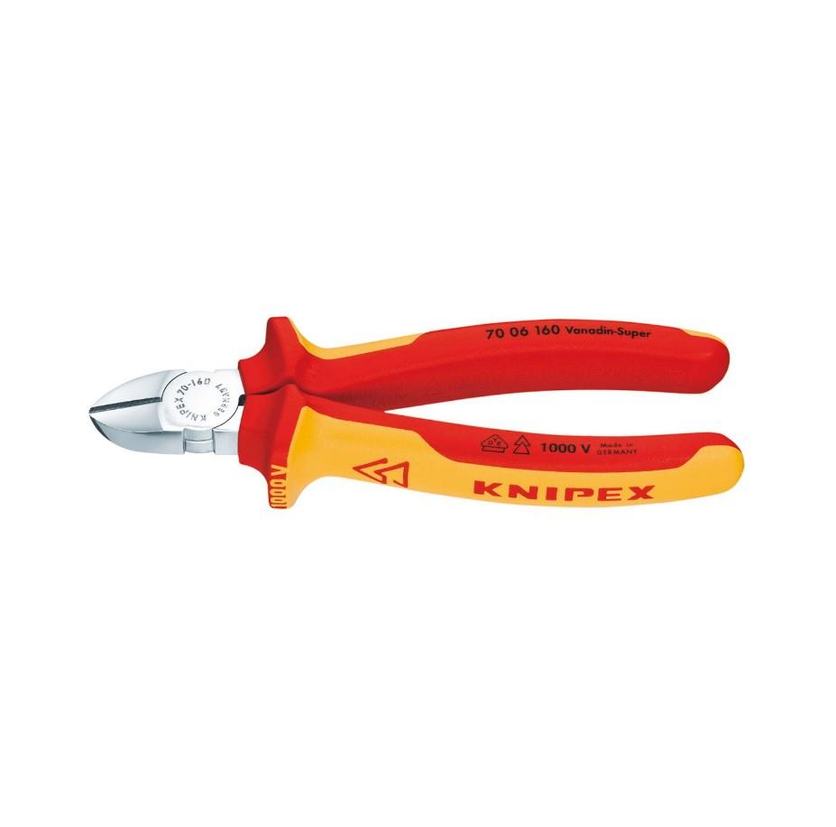 KNIPEX странични секачи изолирани VDE хромирани 160 mm 70 06 160 црвено-жолти