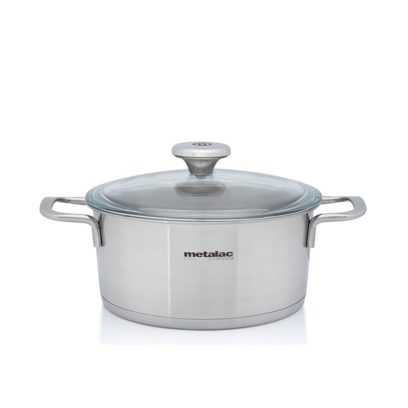 METALAC Плитко тенџере инокс Сантино 24цм/4.4л со стаклен капак