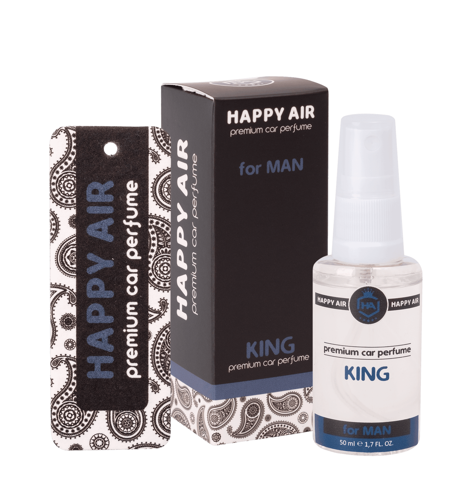 HAPPY AIR PREMIUM Парфем за автомобил 50ml. KING for MAN (Инспирирано од KING D&G)