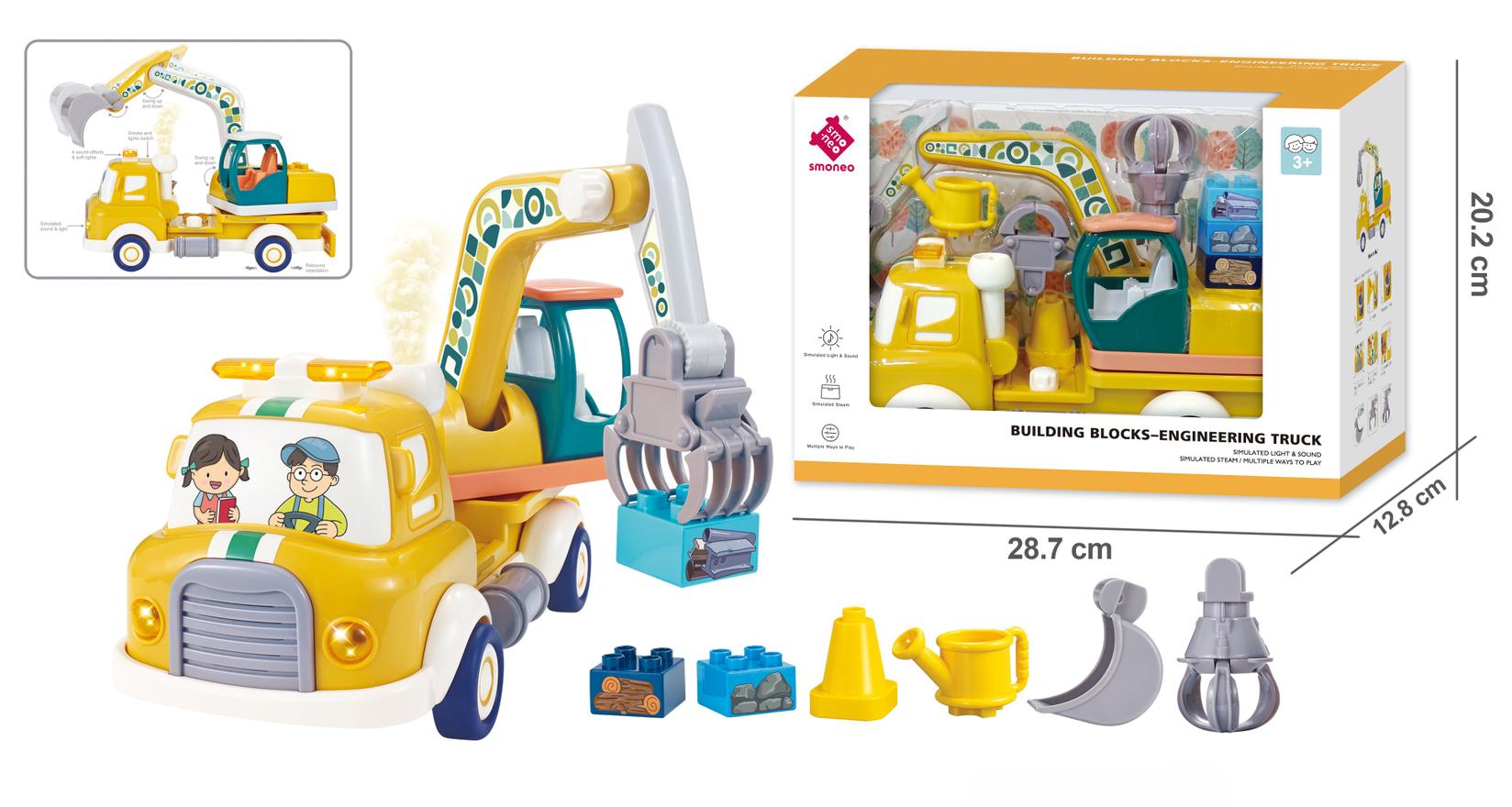 Градежен камион со светлина, звук и вода