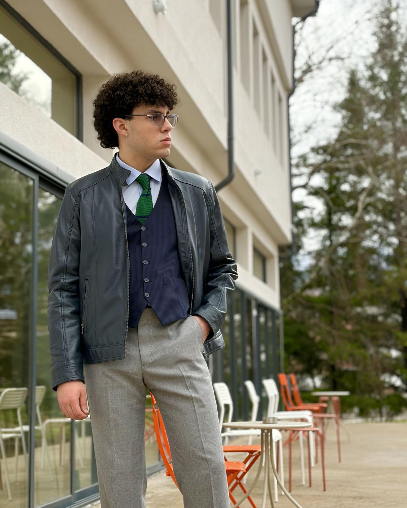 Машка кожна јакна