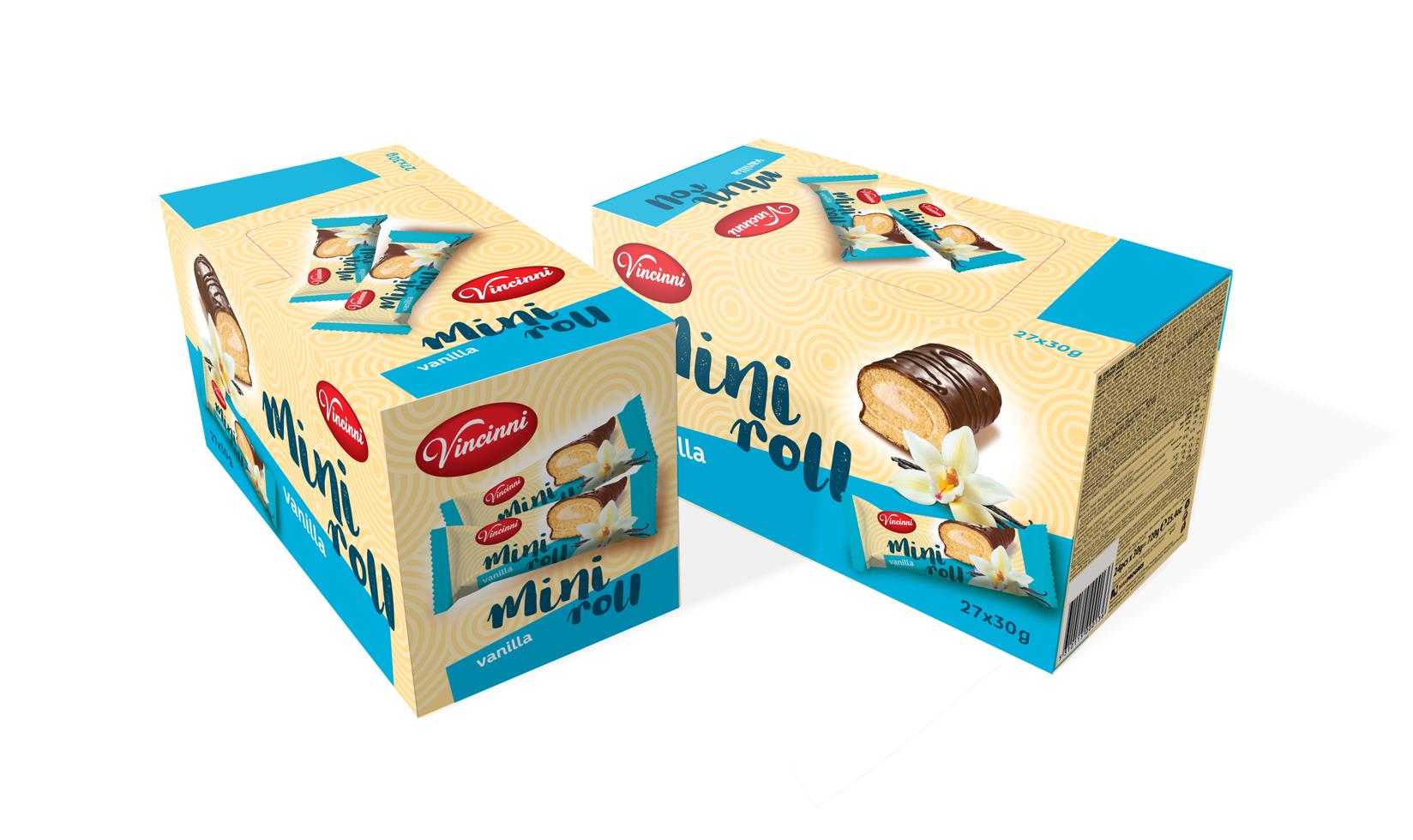Vincinni Мини рол Винчини Ванила 30g, 1x27, Дисплеј