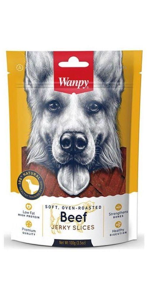 Wanpy Закуски за кучиња, Говедско Jerky Slices, 100g